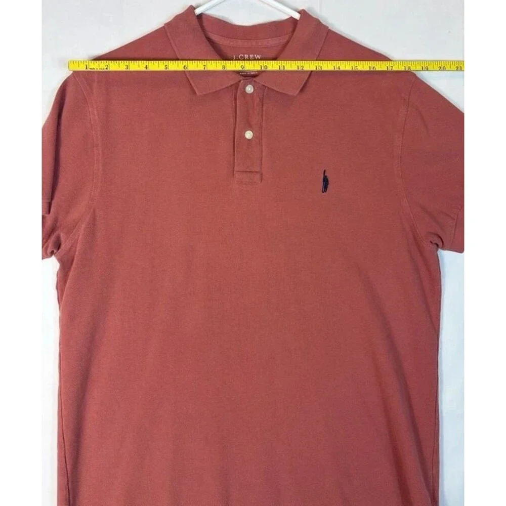 J Crew Oarsman Polo S/S Piqued Cotton Orange Men’s Large Summer Casual Preppy